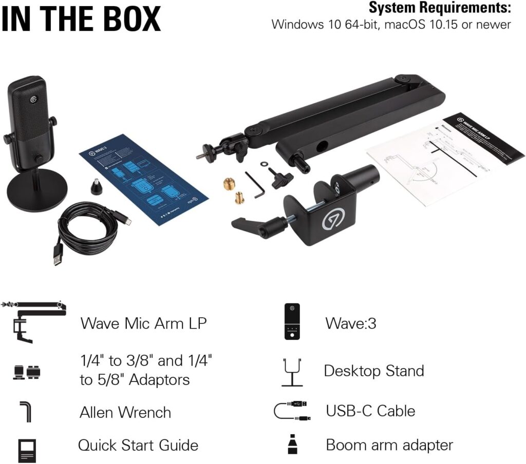 Elgato Wave Mic Arm - Premium Broadcasting Boom Arm with Cable Management Channels, Desk Clamp, 1/4 Thread Adapters, Fully Adjustable, perfect for Podcasts, Streaming, Gaming, Home Office, Recording