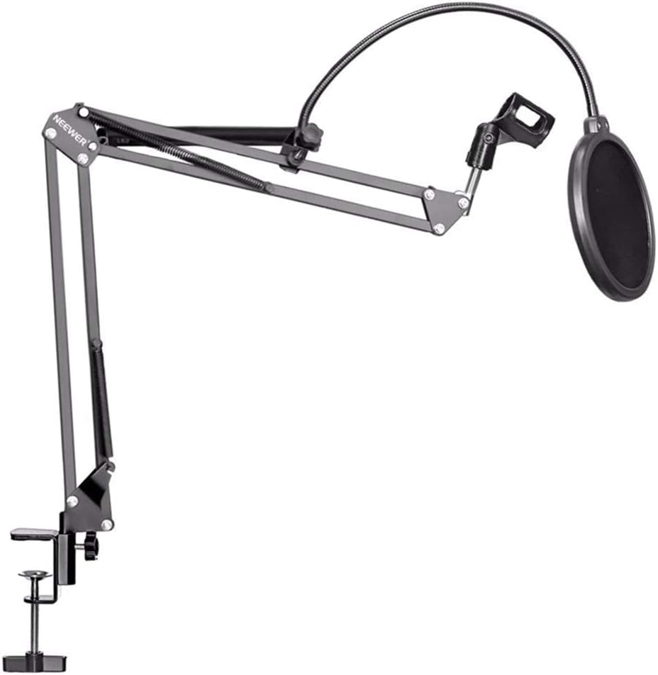 Professional Cardioid Studio Condenser Mic Include Adjustable Suspension Scissor Arm Stand, Shock Mount and Pop Filter for PC Karaoke,Gaming,Studio Recording  Broadcasting