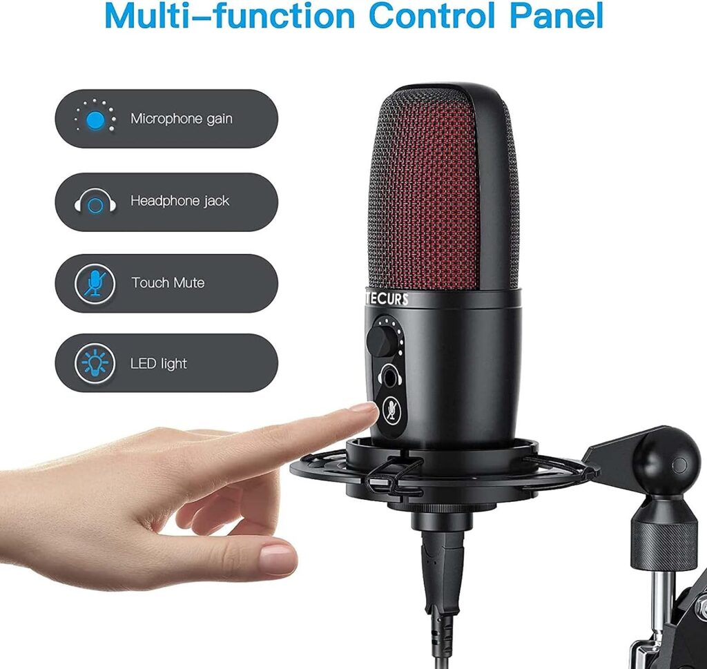 TECURS USB Microphone, Condenser Microphone Kit for Computer, Podcast Mic Set, PC Condenser Mic with Boom Arm for Gaming,Streaming,YouTube,Recording,Chatting