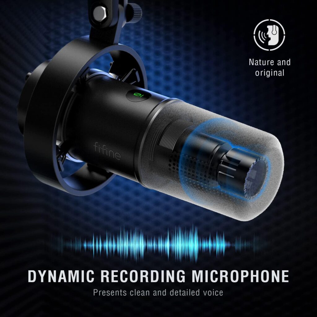 FIFINE Dynamic Microphone, XLR/USB Podcast Recording PC Microphone for Vocal Voice-Over Streaming, Studio Metal Mic with Mic Mute, Headphone Jack, Monitoring Volume Control, Windscreen-Amplitank K688