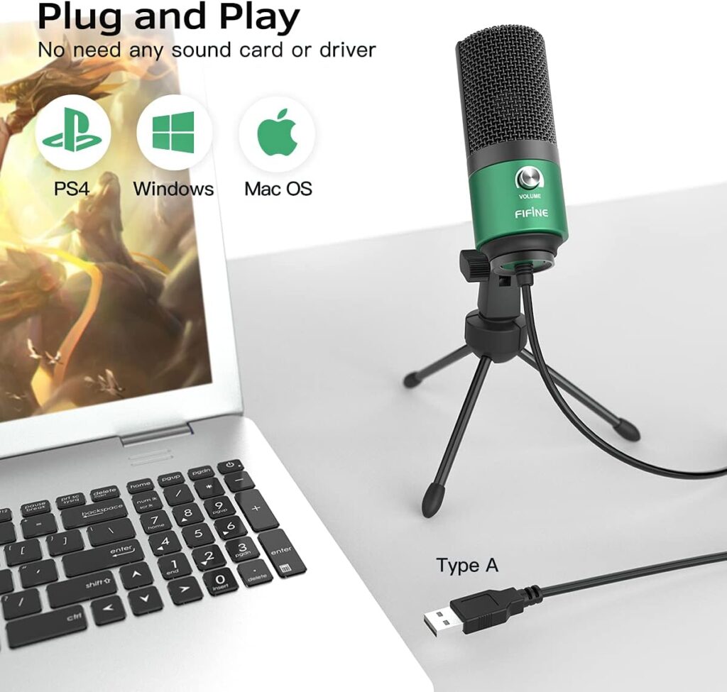 FIFINE USB PC Podcast Recording Microphone, Computer RGB Condenser Mic for Voice Over, Gaming, Streaming, Zoom Meeting, Metal Desktop Mic with Mute Tap, Pop Filter, on PS4/PS5, MAC/Window-K669PRO2