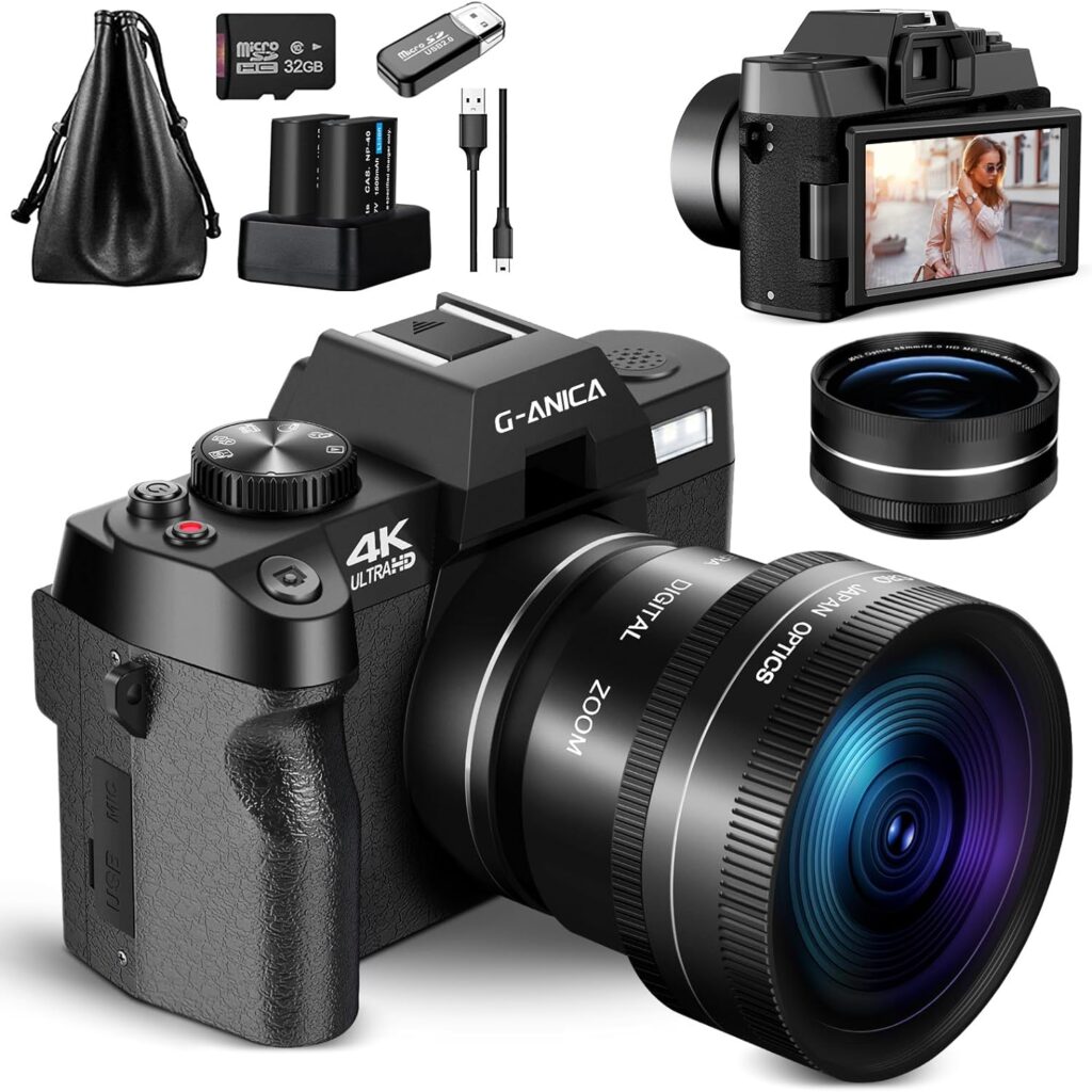 G-Anica 4K Digital Cameras for Photography，48MP/60FPS Video Camera for Vlogging