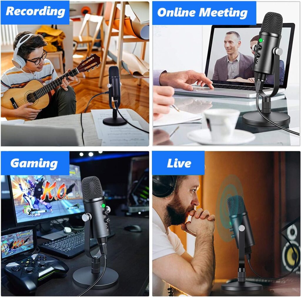 Mercase USB Microphone for Podcast, Recording, Sing, ASMR, with Mute Button,Plug  Play,Cardioid Pickup,Volume Control for Computer,Phone,MAC