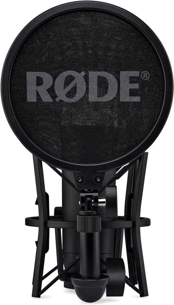 RØDE NT1 5th Generation Large-diaphragm Studio Condenser Microphone with XLR and USB Outputs, Shock Mount and Pop Filter for Music Production, Vocal Recording and Podcasting (Black)