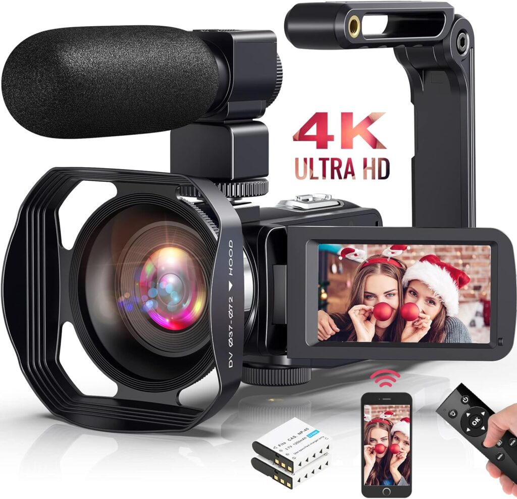 Video Camera UHD 4K 48MP for YouTube 18 X Digital Camcorder IR Night Vision Wi-Fi Vlogging Camera With Microphone 2.4G Remote 3 in Touch Screen Handheld Stabilizer