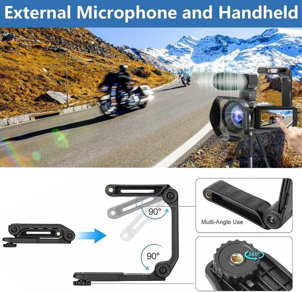 Video Camera UHD 4K 48MP for YouTube 18 X Digital Camcorder IR Night Vision Wi-Fi Vlogging Camera With Microphone 2.4G Remote 3 in Touch Screen Handheld Stabilizer