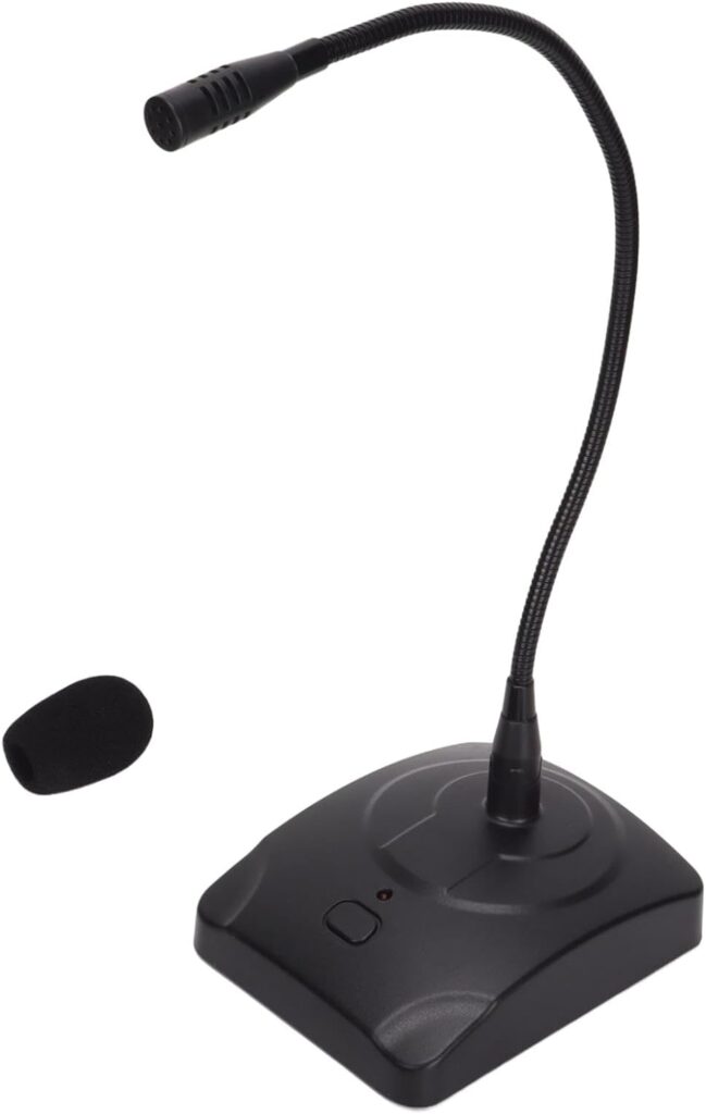 [2021 Upgraded] Professional Black Wired Desk Microphone - Adjustable Gooseneck for Clear Meeting Recording - XLR to 3.5mm Cable Included - Ideal for Broadcasting and Studio Recording