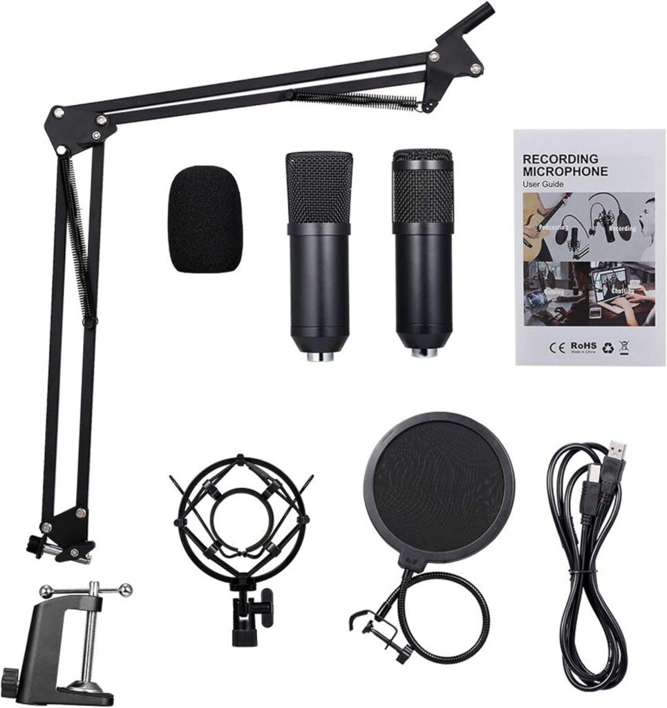 GagalU Microphone StandUSB 192kHZ/24bit Podcast Recording Microphone Kit Professional Condenser Studio Broadcasting MIC with Stand PlugProfessional Boom Microphone Stand