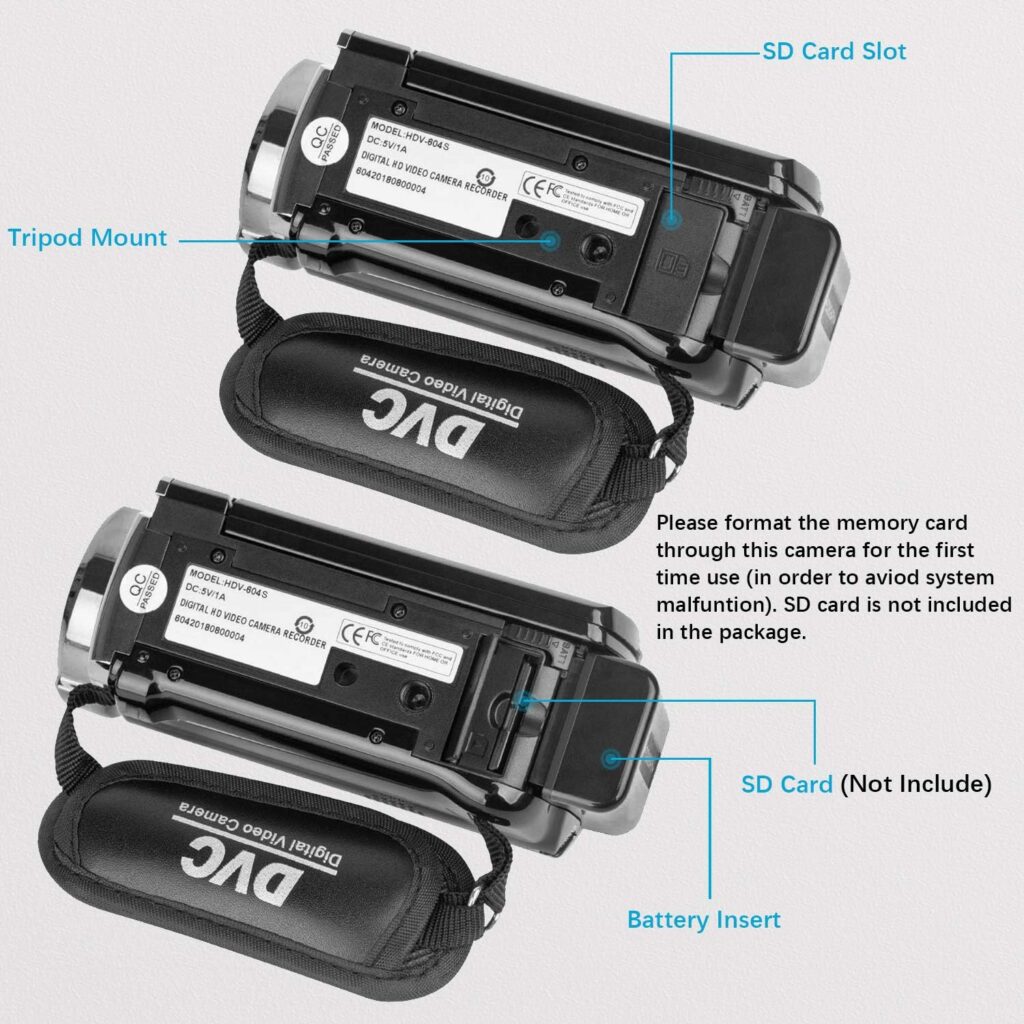 kimire Video Camera Camcorder Digital Camera Recorder Full HD 1080P 15FPS 24MP 3.0 Inch 270 Degree Rotation LCD 16X Digital Zoom Camcorder Camera with 2 Batteries(Black)