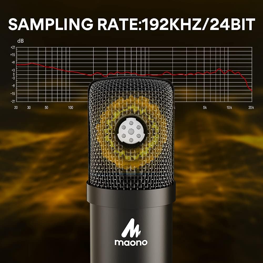 MAONO USB Microphone Kit 192KHZ/24BIT AU-A04T PC Condenser Podcast Streaming Cardioid Mic Plug  Play for Computer, YouTube, Gaming Recording