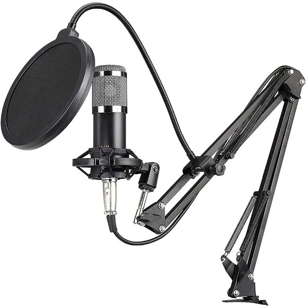 MIGUOO BM800 Professional Condenser Microphone Podcast Live Broadcast Equipment USB MIC Microfone Set Studio Mic with Arm Stand Music Recording Equipment for Studio Live Recording and Broadcasting