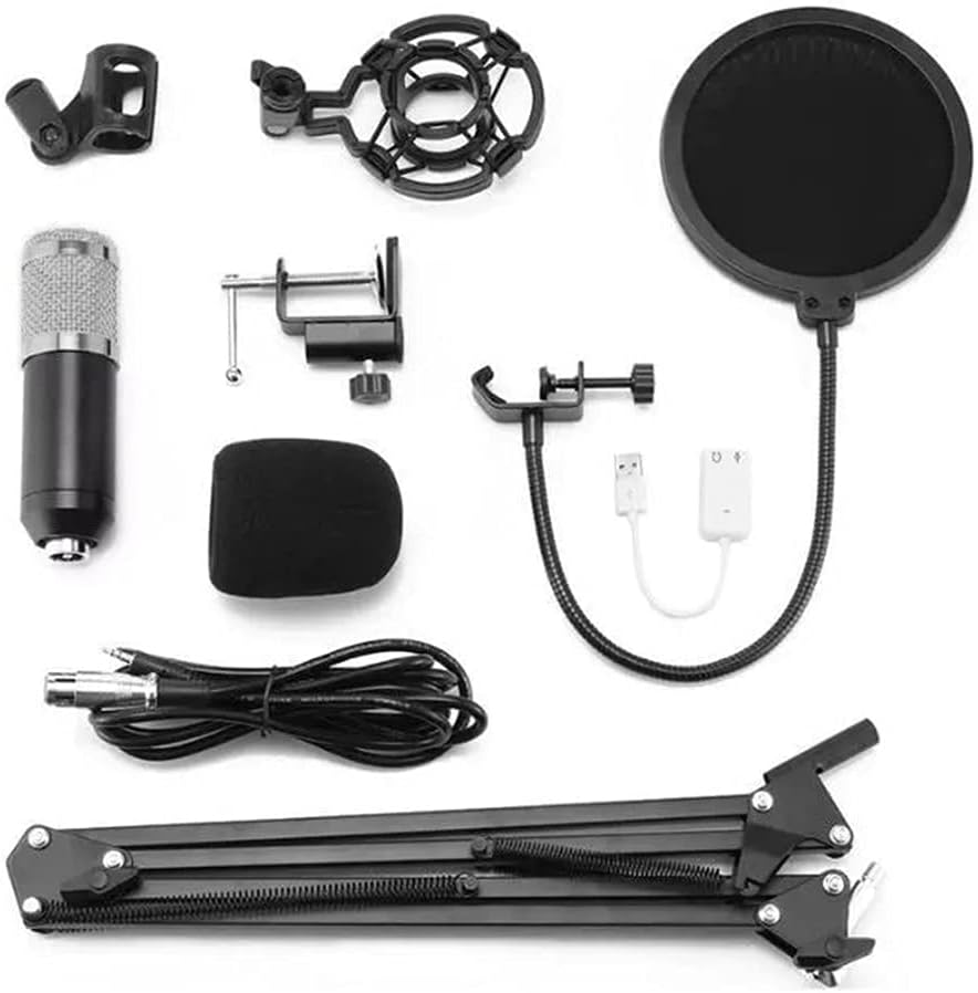 MIGUOO BM800 Professional Condenser Microphone Podcast Live Broadcast Equipment USB MIC Microfone Set Studio Mic with Arm Stand Music Recording Equipment for Studio Live Recording and Broadcasting