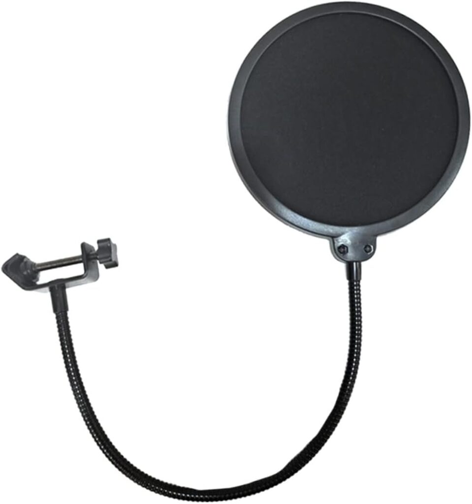 Vaguelly 1pc Pop Shield Mic Filter Vocal Recording Microphone Screen Microphone Sound Isolation Shield Mic Spit Guard Studio Mic Screen Dual Layered Wind Screen Plastic Enping Gooseneck