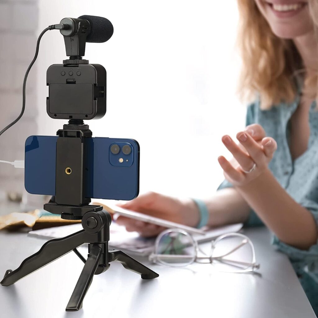 Acuvar Starter Vlogging Kit for iPhone, Android with 10 Tripod, 36 LED Light, Phone Holder Mount and Mini Shotgun Microphone for Live Stream, Video Calls, Vlogging, YouTube, Instagram TikTok