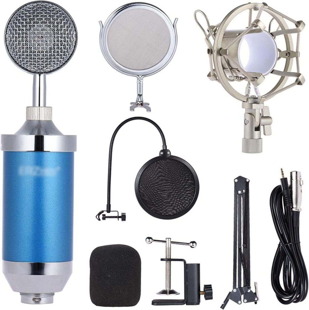 GagalU Microphone StandProfessional Studio Broadcasting Recording Condenser Microphone Mic Kit Set 3.5mm with Shock MountProfessional Boom Microphone Stand