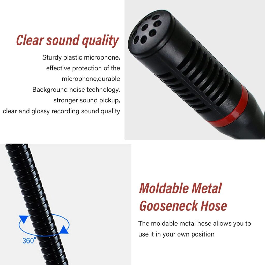 HEITIGN Professional Gooseneck Condenser Microphone 6.35mm Desktop Wired Microphone for Broadcasting Conferences Speech