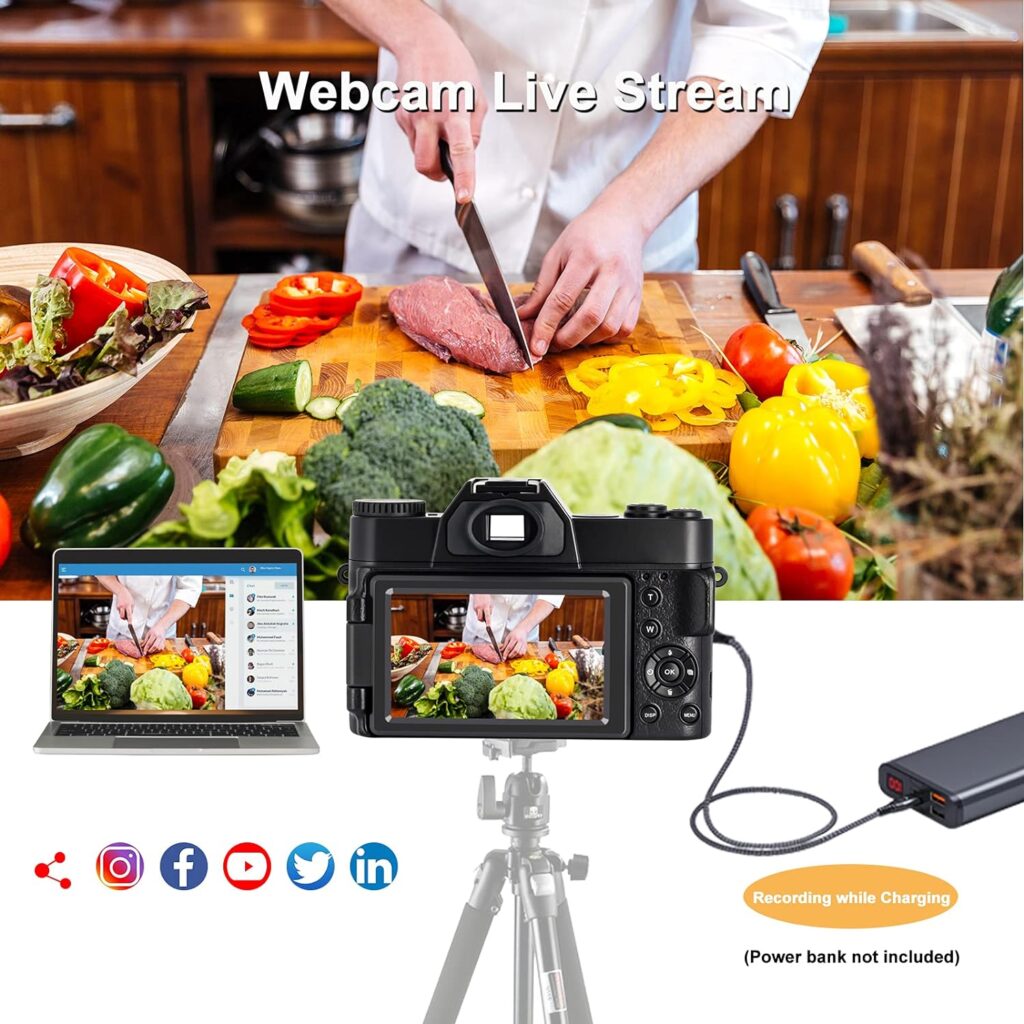 ISHARE 4K Digital Camera for Photography, 48MP FHD Video Camera with WiFi, 3 Inch Flip Screen, 16X Digital Zoom, Vlogging Camera for YouTube (32G Micro Card)