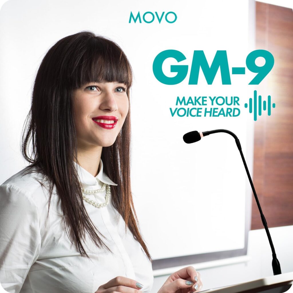 Movo GM-9 Professional 18-inch Gooseneck XLR Podium Microphone for Lectures, Conferences, Streaming, and Video Meetings